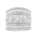 .925 Sterling Silver 2.0 Cttw Diamond Edge Multi-Row Ring Band ( J-K Color, I3 Clarity) - Ring Size 7-5