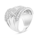 .925 Sterling Silver 2.0 Cttw Diamond Edge Multi-Row Ring Band ( J-K Color, I3 Clarity) - Ring Size 7-6