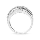 .925 Sterling Silver 2.00 Cttw Diamond Fashion Multi Row Cocktail Ring (H-I Color, I2-I3 Clarity) - Ring Size 7-3