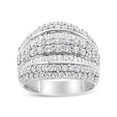.925 Sterling Silver 2.00 Cttw Round and Baguette-Cut Diamond Cluster Ring (H-I Color, I1-I2 Clarity) - Size 7-7