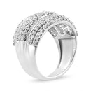 .925 Sterling Silver 2.00 Cttw Round and Baguette-Cut Diamond Cluster Ring (H-I Color, I1-I2 Clarity) - Size 7-8