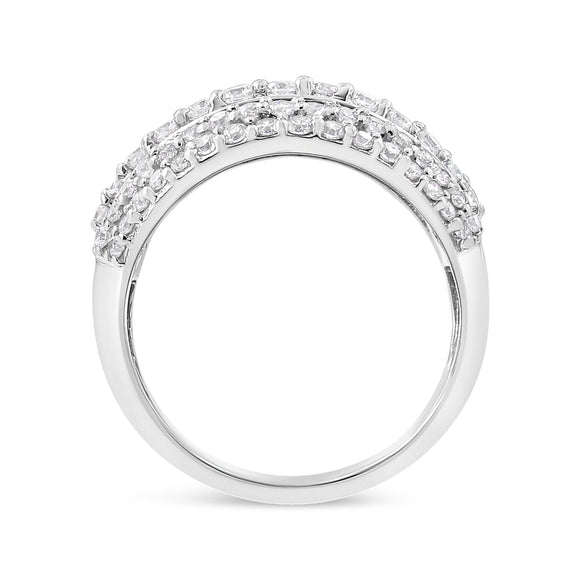 .925 Sterling Silver 2.00 Cttw Round and Baguette-Cut Diamond Cluster Ring (H-I Color, I1-I2 Clarity) - Size 7