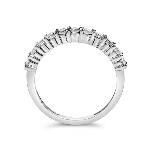 .925 Sterling Silver 1/2 cttw Shared Prong-Set Brilliant Round-Cut Diamond 11 Stone Band Ring (I-J Color, SI2-I1 Clarity) - Size 7