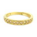 IGI Certified 1/2 Cttw Diamond 10K Yellow Gold Prong Set Beaded Milgrain Band Style Ring (J-K Color, I2-I3 Clarity) - Size 7-6