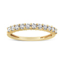 14K Yellow Gold Plated .925 Sterling Silver 1/2 cttw Shared Prong Set Brilliant Round-Cut Diamond 11 Stone Band Ring (J-K Color, SI1-SI2 Clarity) - Size 7-5