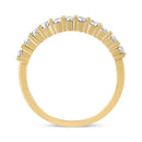14K Yellow Gold Plated .925 Sterling Silver 1/2 cttw Shared Prong Set Brilliant Round-Cut Diamond 11 Stone Band Ring (J-K Color, SI1-SI2 Clarity) - Size 7-7