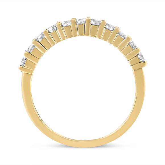 IGI Certified 1/2 Cttw Diamond 10K Yellow Gold Prong Set Fluted Band Style Wedding Ring (J-K Color, I1-I2 Clarity) - Size 7