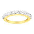 IGI Certified 1.0 Cttw Diamond 10K Yellow Gold Prong Set Fluted Band Style Wedding Ring (J-K Color, I1-I2 Clarity) - Size 7-6