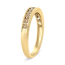 14K Yellow Gold Plated .925 Sterling Silver 1/2 Cttw Channel Set Round Champagne Diamond 11 Stone Band Ring (K-L Color, I1-I2 Clarity) - Size 7-7