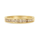 14K Yellow Gold Plated .925 Sterling Silver 1/2 Cttw Channel Set Round Champagne Diamond 11 Stone Band Ring (K-L Color, I1-I2 Clarity) - Size 7-8