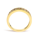 14K Yellow Gold Plated .925 Sterling Silver 1/2 Cttw Channel Set Round Champagne Diamond 11 Stone Band Ring (K-L Color, I1-I2 Clarity) - Size 7-9