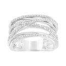 .925 Sterling Silver 1/4 Cttw Prong Set Round-Cut Diamond Bypass Ring (I-J Color, I1-I2 Clarity) - Size 7-5