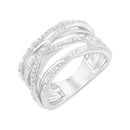 .925 Sterling Silver 1/4 Cttw Prong Set Round-Cut Diamond Bypass Ring (I-J Color, I1-I2 Clarity) - Size 7-6
