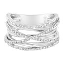 .925 Sterling Silver 1/4 Cttw Prong Set Round-Cut Diamond Bypass Ring (I-J Color, I1-I2 Clarity) - Size 7-7