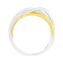 10K Yellow Gold Plated .925 Sterling Silver 1/10 Cttw Diamond Multi Row Crossover Ring Band (I-J Color, I1-I2 Clarity) - Size 7-8