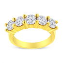14K Yellow Gold Plated .925 Sterling Silver 2.0 Cttw Shared Prong Set Diamond 5 Stone Wedding Band Ring (J-K Color, I1-I2 Clarity) - Size 7-5