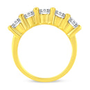 14K Yellow Gold Plated .925 Sterling Silver 2.0 Cttw Shared Prong Set Diamond 5 Stone Wedding Band Ring (J-K Color, I1-I2 Clarity) - Size 7-8