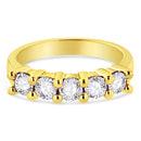 14K Yellow Gold Plated .925 Sterling Silver 1.0 Cttw Shared Prong-set Round Diamond 5 Stone Band Ring (J-K Color, I1-I2 Clarity) - Size 7-7