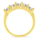 14K Yellow Gold Plated .925 Sterling Silver 1.0 Cttw Shared Prong-set Round Diamond 5 Stone Band Ring (J-K Color, I1-I2 Clarity) - Size 7-8