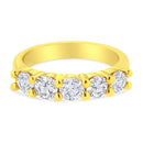 14K Yellow Gold Plated .925 Sterling Silver 1 1/2 Cttw Shared Prong Set Brilliant Round-Cut Diamond Anniversary or Wedding Band Ring (K-L Color, SI2-I1 Clarity) - Size 7-6