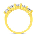 14K Yellow Gold Plated .925 Sterling Silver 1 1/2 Cttw Shared Prong Set Brilliant Round-Cut Diamond Anniversary or Wedding Band Ring (K-L Color, SI2-I1 Clarity) - Size 7-8