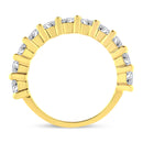 14K Yellow Gold Plated .925 Sterling Silver 2.00 Cttw Shared Prong Set Round-Diamond 11 Stone Band Ring (J-K Color, I1-I2 Clarity) - Size 7-8