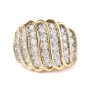 14K Yellow Gold Plated .925 Sterling Silver 2.00 Cttw Diamond Multi Row Band Ring (J-K Color, I1-I2 Clarity) - Ring Size 7-4