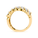 14K Yellow Gold Plated .925 Sterling Silver 2.00 Cttw Diamond Multi Row Band Ring (J-K Color, I1-I2 Clarity) - Ring Size 7-5