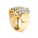 14K Yellow Gold Plated .925 Sterling Silver 2.00 Cttw Diamond Multi Row Band Ring (J-K Color, I1-I2 Clarity) - Ring Size 7-6