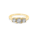 10K Yellow Gold 1/2 Cttw Miracle Set Round Diamond Three Stone Illusion Plate Ring (I-J Color, I2-I3 Clarity) - Size 7-6