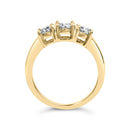 10K Yellow Gold 1/2 Cttw Miracle Set Round Diamond Three Stone Illusion Plate Ring (I-J Color, I2-I3 Clarity) - Size 7-10