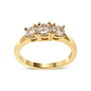 10K Yellow Gold 1.00 Cttw Champagne Diamond 3-Stone Band Ring (J-K Color, I1-I2 Clarity)  - Size 7-6