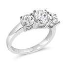 14K White Gold 2.00 Cttw Lab Grown Diamond 3 Stone Ring Band (F-G Color, VS1-VS2 Clarity) - Ring Size 7-8
