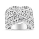 .925 Sterling Silver 2 3/8 Cttw Diamond Multi Row Overlay Band Ring ( J-K Color, I3 Clarity) - Ring Size 7-5