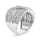.925 Sterling Silver 2 3/8 Cttw Diamond Multi Row Overlay Band Ring ( J-K Color, I3 Clarity) - Ring Size 7-6