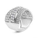 .925 Sterling Silver 2.00 Cttw Round-Cut Diamond Overlapping Bypass Band Ring (I-J Color, I2-I3 Clarity) - Ring Size 7-6