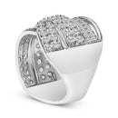 .925 Sterling Silver 2.00 Cttw Round-Cut Diamond Overlapping Bypass Band Ring (I-J Color, I2-I3 Clarity) - Ring Size 7-7