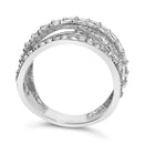 .925 Sterling Silver 2.00 Cttw Round-Cut Diamond Overlapping Bypass Band Ring (I-J Color, I2-I3 Clarity) - Ring Size 7-8