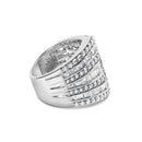 10K White Gold 2 1/2 Cttw Round and Baguette-Cut Diamond Multi-Row Bypass Ring (J-K Color, I2-I3 Clarity) - Ring Size 7-7