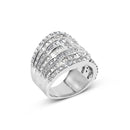 10K White Gold 2 1/2 Cttw Round and Baguette-Cut Diamond Multi-Row Bypass Ring (J-K Color, I2-I3 Clarity) - Ring Size 7-8