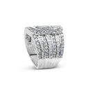 10K White Gold 2 1/2 Cttw Round and Baguette-Cut Diamond Multi-Row Bypass Ring (J-K Color, I2-I3 Clarity) - Ring Size 7-9