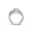 10K White Gold 2 1/2 Cttw Round and Baguette-Cut Diamond Multi-Row Bypass Ring (J-K Color, I2-I3 Clarity) - Ring Size 7-10