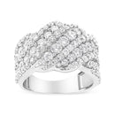 10K White Gold 3.00 Cttw Diamond Multi Row Cluster Band Ring (I-J Color, I3 Clarity) - Size 7-5