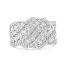 10K White Gold 3.00 Cttw Diamond Multi Row Cluster Band Ring (I-J Color, I3 Clarity) - Size 7-6