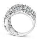 10K White Gold 3.00 Cttw Diamond Multi Row Cluster Band Ring (I-J Color, I3 Clarity) - Size 7-10