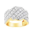 10K White Gold 3.00 Cttw Diamond Multi Row Cluster Band Ring (I-J Color, I3 Clarity) - Size 7-8