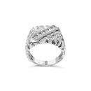 .925 Sterling Silver 1/3 Diamond 6 Stone Rectangle Nugget Gents Ring - Size 10-1