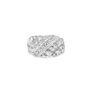 .925 Sterling Silver 1/3 Diamond 6 Stone Rectangle Nugget Gents Ring - Size 10-4