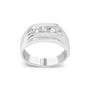 Men's .925 Sterling Silver 1/3 Cttw Diamond Channel Set 3 Stone Ring Band (I-J Color, I3 Clarity) - Ring Size 10-5