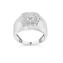 Men's .925 Sterling Silver 1/2 Cttw Multi-Diamond Hexagon Frame Ring (I-J Color, I3 Clarity) - Ring Size 10-2